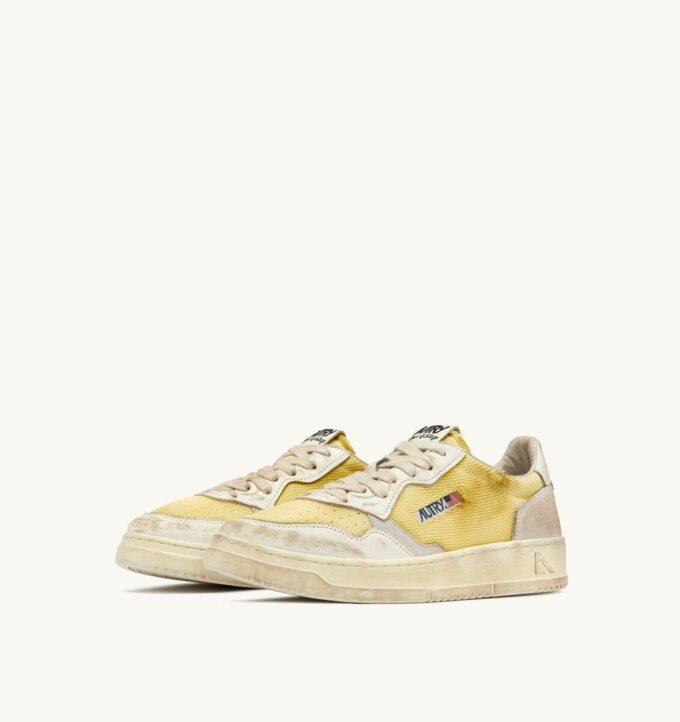 MEDALIST LOW SUPER VINTAGE SNEAKERS IN IVORY AND WHITE LEATHER AND MESH
