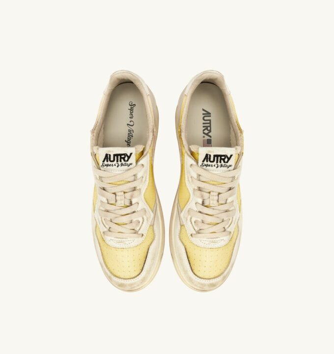 MEDALIST LOW SUPER VINTAGE SNEAKERS IN IVORY AND WHITE LEATHER AND MESH