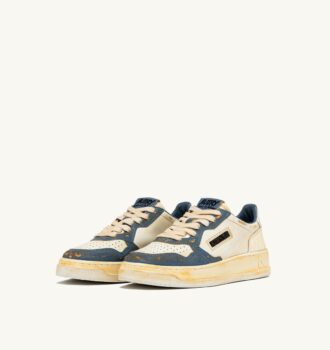 MEDALIST LOW SUPER VINTAGE SNEAKERS IN MARSHMALLOW AND SILVER-BLUE LEATHER