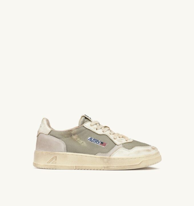 MEDALIST LOW SUPER VINTAGE SNEAKERS IN MILITARY AND WHITE LEATHER AND MESH MEDALIST LOW SUPER VINTAGE SNEAKERS IN MILITARY AND WHITE LEATHER AND MESH
