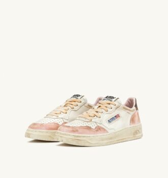 MEDALIST LOW SUPER VINTAGE SNEAKERS IN NUDE AND SEPIA LEATHER SUEDE
