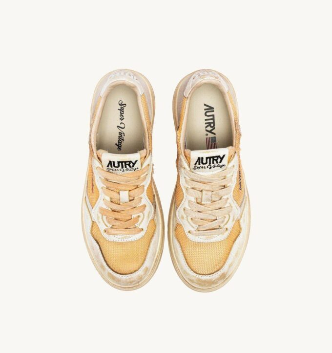 MEDALIST LOW SUPER VINTAGE SNEAKERS IN ORANGE AND WHITE LEATHER AND MESH