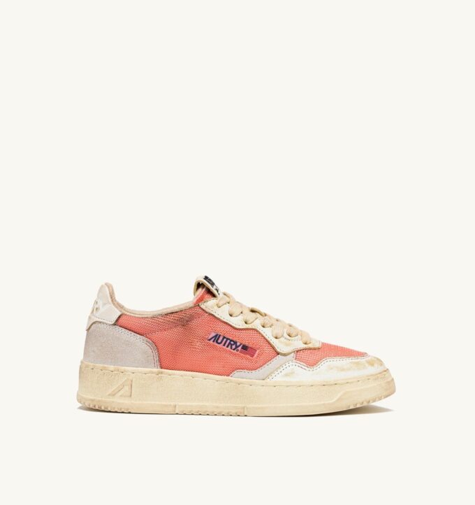 MEDALIST LOW SUPER VINTAGE SNEAKERS IN RED AND WHITE LEATHER AND MESH