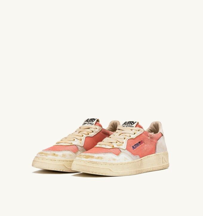 MEDALIST LOW SUPER VINTAGE SNEAKERS IN RED AND WHITE LEATHER AND MESH