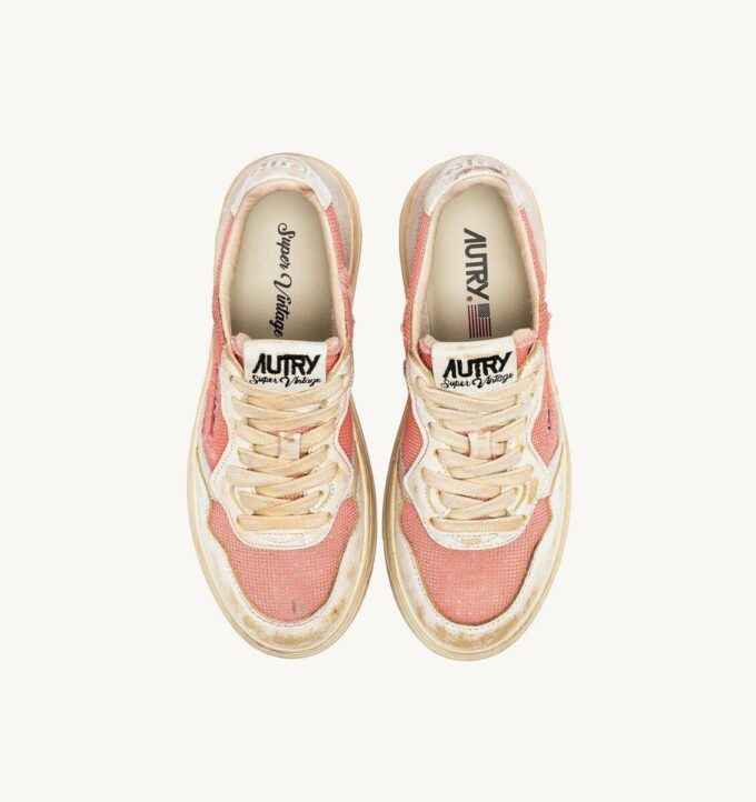 MEDALIST LOW SUPER VINTAGE SNEAKERS IN RED AND WHITE LEATHER AND MESH