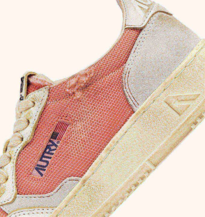 MEDALIST LOW SUPER VINTAGE SNEAKERS IN RED AND WHITE LEATHER AND MESH