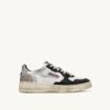 MEDALIST LOW SUPER VINTAGE SNEAKERS IN WHITE BLACK AND SILVER LEATHER