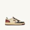 MEDALIST LOW SUPER VINTAGE SNEAKERS IN WHITE, BLACK AND SYRAH LEATHER