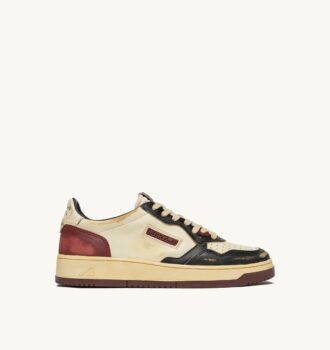 MEDALIST LOW SUPER VINTAGE SNEAKERS IN WHITE, BLACK AND SYRAH LEATHER MEDALIST LOW SUPER VINTAGE SNEAKERS IN WHITE, BLACK AND SYRAH LEATHER