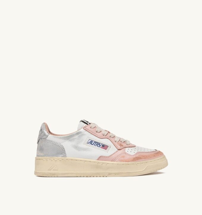 MEDALIST LOW SUPER VINTAGE SNEAKERS IN WHITE POWDER PINK AND SILVER LEATHER MEDALIST LOW SUPER VINTAGE SNEAKERS IN WHITE POWDER PINK AND SILVER LEATHER