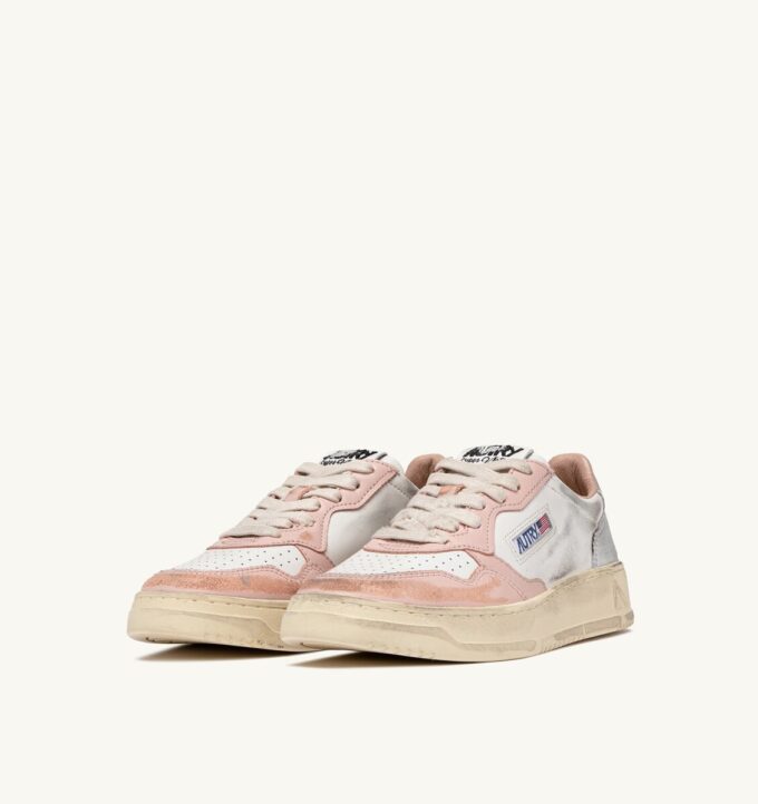 MEDALIST LOW SUPER VINTAGE SNEAKERS IN WHITE POWDER PINK AND SILVER LEATHER MEDALIST LOW SUPER VINTAGE SNEAKERS IN WHITE POWDER PINK AND SILVER LEATHER