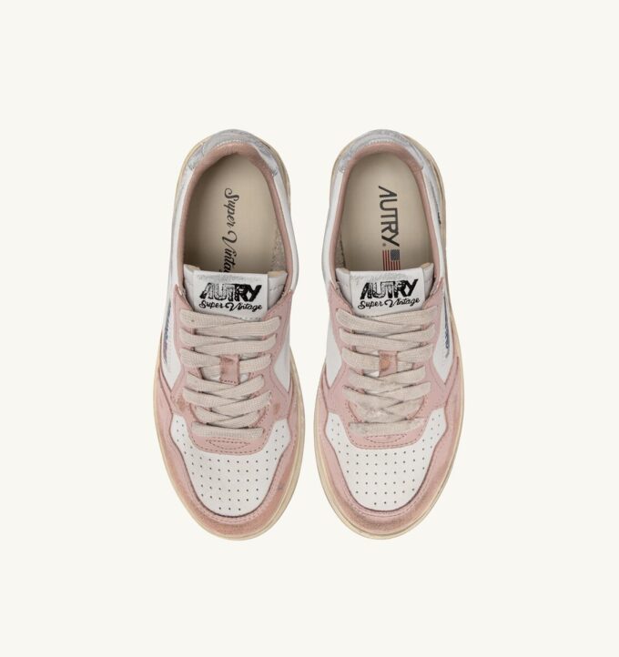 MEDALIST LOW SUPER VINTAGE SNEAKERS IN WHITE POWDER PINK AND SILVER LEATHER MEDALIST LOW SUPER VINTAGE SNEAKERS IN WHITE POWDER PINK AND SILVER LEATHER