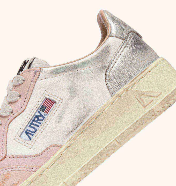 MEDALIST LOW SUPER VINTAGE SNEAKERS IN WHITE POWDER PINK AND SILVER LEATHER MEDALIST LOW SUPER VINTAGE SNEAKERS IN WHITE POWDER PINK AND SILVER LEATHER