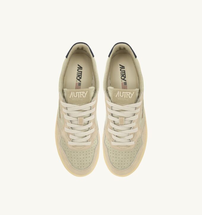MEDALIST LOW TRICOLOR SNEAKERS IN BEIGE ECRU AND SPACE BLUE SUEDE MEDALIST LOW TRICOLOR SNEAKERS IN BEIGE ECRU AND SPACE BLUE SUEDE