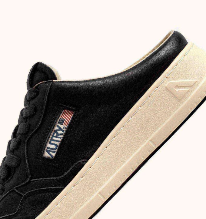 MEDALIST MULE SNEAKERS IN BLACK NAPA LEATHER