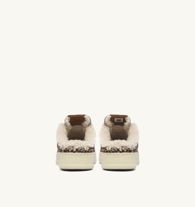 MEDALIST MULE SNEAKERS IN LEOPARD PONY HAIR EFFECT AND SHEARLING