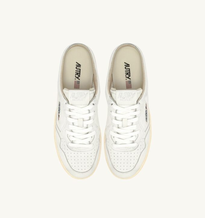 MEDALIST MULE SNEAKERS IN WHITE NAPA LEATHER