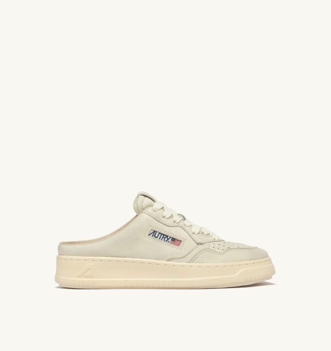 MEDALIST MULE SNEAKERS IN WINTER WHITE NAPA LEATHER MEDALIST MULE SNEAKERS IN WINTER WHITE NAPA LEATHER