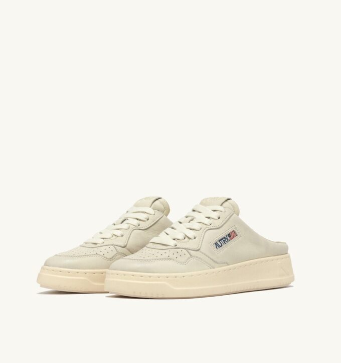 MEDALIST MULE SNEAKERS IN WINTER WHITE NAPA LEATHER MEDALIST MULE SNEAKERS IN WINTER WHITE NAPA LEATHER