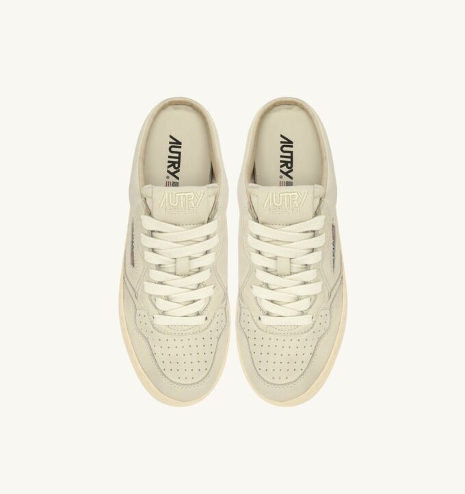 MEDALIST MULE SNEAKERS IN WINTER WHITE NAPA LEATHER MEDALIST MULE SNEAKERS IN WINTER WHITE NAPA LEATHER