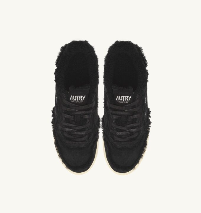 MEDALIST MUTTON SNEAKERS IN BLACK SUEDE AND SHEARLING
