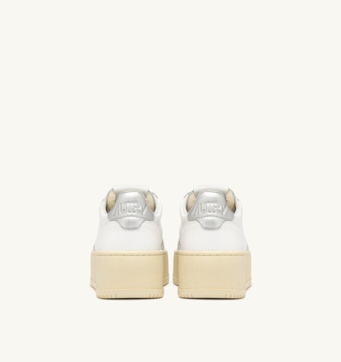 MEDALIST PLATFORM SNEAKERS IN WHITE AND METALIZED SILVER LEATHER MEDALIST PLATFORM SNEAKERS IN WHITE AND METALIZED SILVER LEATHER