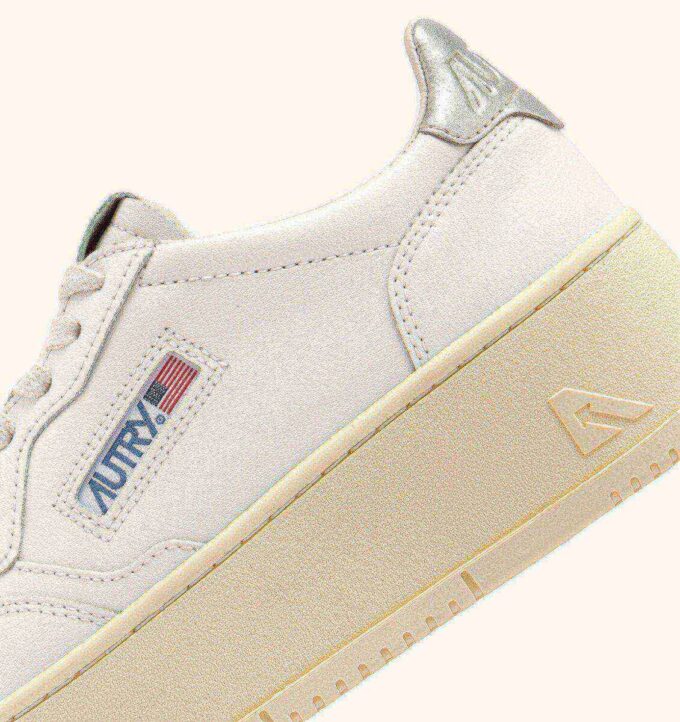 MEDALIST PLATFORM SNEAKERS IN WHITE AND METALIZED SILVER LEATHER MEDALIST PLATFORM SNEAKERS IN WHITE AND METALIZED SILVER LEATHER