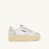 MEDALIST PLATFORM SNEAKERS IN WHITE AND SILVER LEATHER MEDALIST PLATFORM SNEAKERS IN WHITE AND SILVER LEATHER