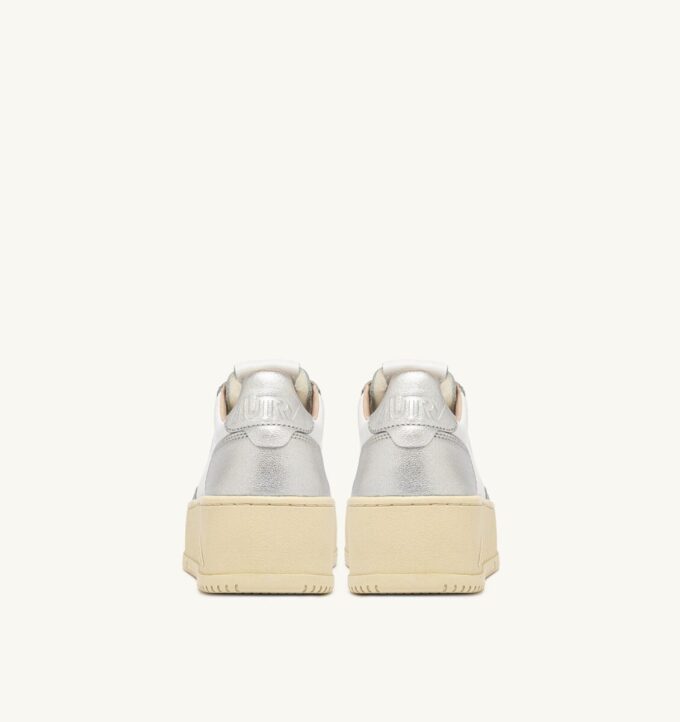 MEDALIST PLATFORM SNEAKERS IN WHITE AND SILVER LEATHER MEDALIST PLATFORM SNEAKERS IN WHITE AND SILVER LEATHER