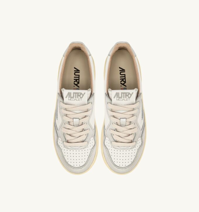 MEDALIST PLATFORM SNEAKERS IN WHITE AND SILVER LEATHER MEDALIST PLATFORM SNEAKERS IN WHITE AND SILVER LEATHER
