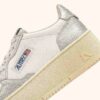 MEDALIST PLATFORM SNEAKERS IN WHITE AND SILVER LEATHER MEDALIST PLATFORM SNEAKERS IN WHITE AND SILVER LEATHER