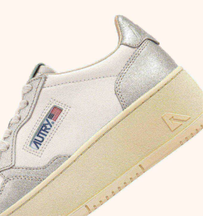 MEDALIST PLATFORM SNEAKERS IN WHITE AND SILVER LEATHER MEDALIST PLATFORM SNEAKERS IN WHITE AND SILVER LEATHER