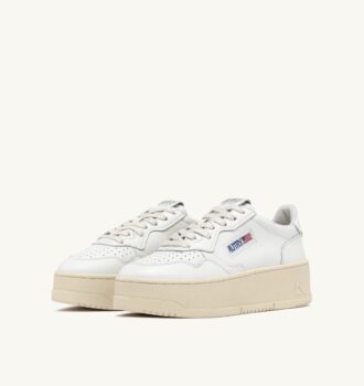 MEDALIST PLATFORM SNEAKERS IN WHITE LEATHER