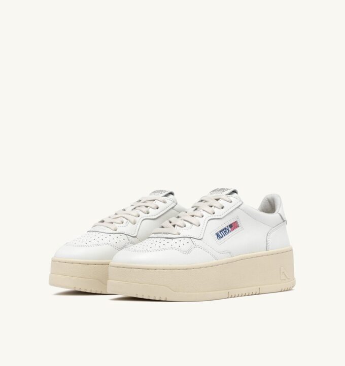 MEDALIST PLATFORM SNEAKERS IN WHITE LEATHER