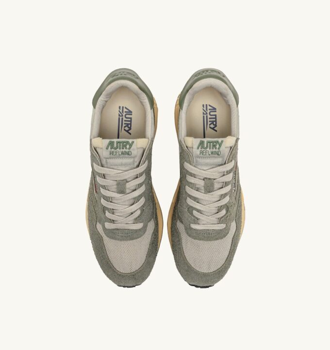 REELWIND LOW SNEAKERS IN HUNTER AND PELICAN NYLON SUEDE AND LEATHER