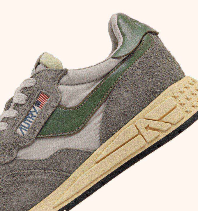 REELWIND LOW SNEAKERS IN HUNTER AND PELICAN NYLON SUEDE AND LEATHER