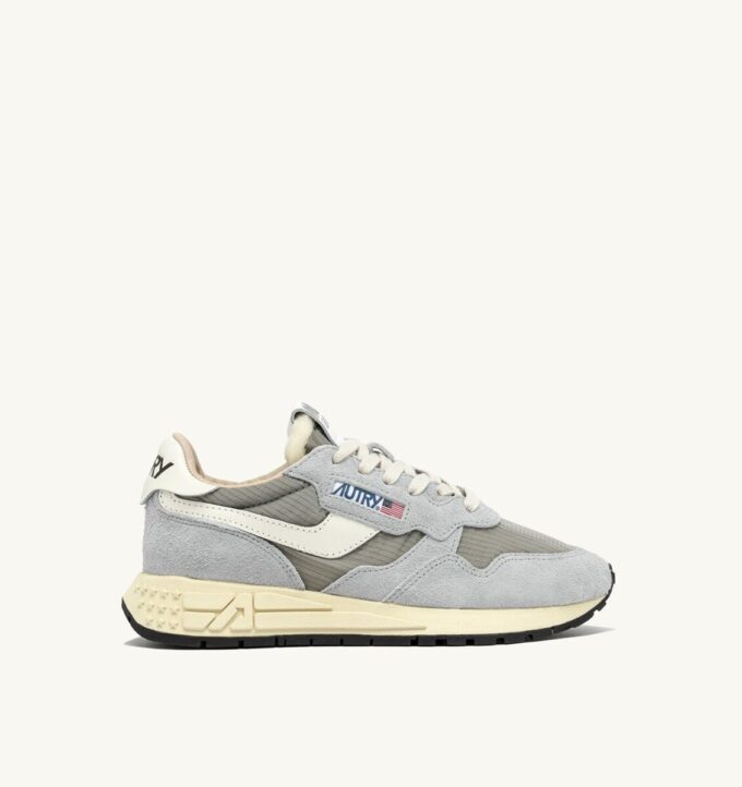 REELWIND LOW SNEAKERS IN IRIS GRAY AND MARSHMALLOW NYLON AND SUEDE REELWIND LOW SNEAKERS IN IRIS GRAY AND MARSHMALLOW NYLON AND SUEDE