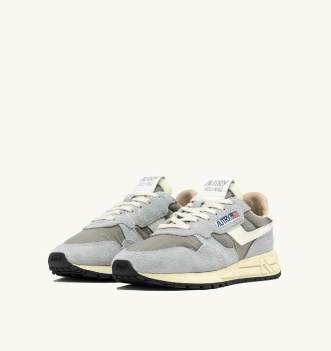 REELWIND LOW SNEAKERS IN IRIS GRAY AND MARSHMALLOW NYLON AND SUEDE REELWIND LOW SNEAKERS IN IRIS GRAY AND MARSHMALLOW NYLON AND SUEDE