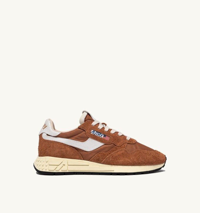 REELWIND LOW SNEAKERS IN NYLON AND SUEDE COLOR BROWN SUGAR AND WHITE