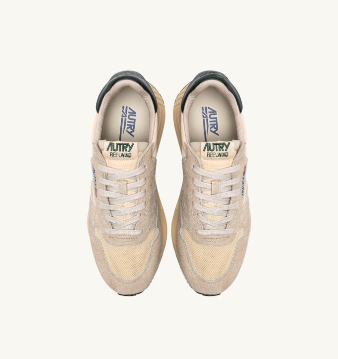 REELWIND LOW SNEAKERS IN NYLON SUEDE AND LEATHER COLOR ECRU AND MOUNTAIN