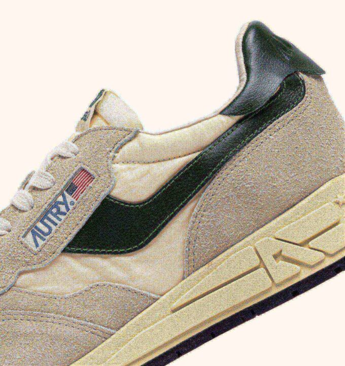 REELWIND LOW SNEAKERS IN NYLON SUEDE AND LEATHER COLOR ECRU AND MOUNTAIN