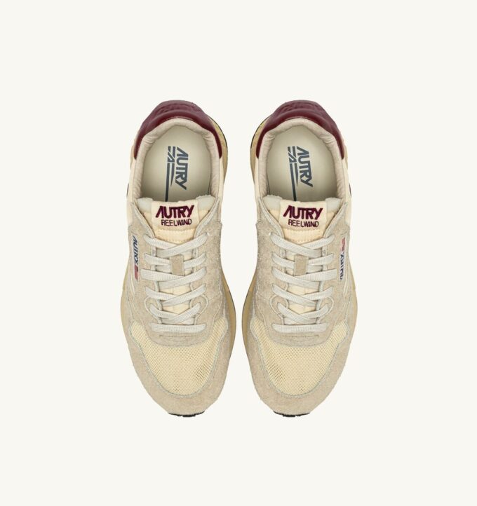 REELWIND LOW SNEAKERS IN NYLON SUEDE AND LEATHER COLOR ECRU AND RUBY WINE
