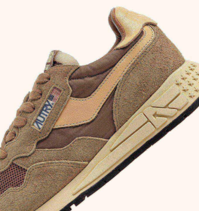 REELWIND LOW SNEAKERS IN NYLON SUEDE AND LEATHER COLOR HIDE AND CHIPMUNK