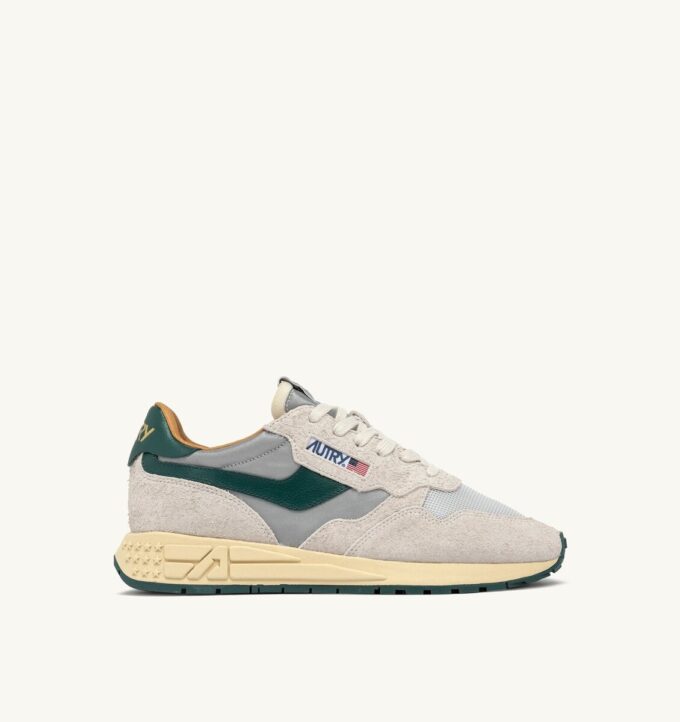 REELWIND LOW SNEAKERS IN SILVER MOUNTAIN REFLECTIVE NYLON AND SUEDE