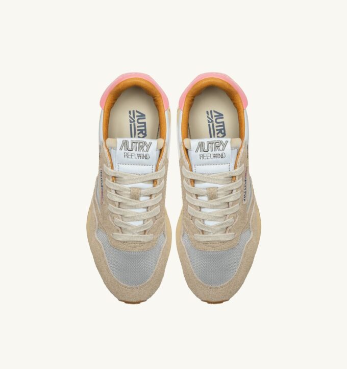 REELWIND LOW SNEAKERS IN SILVER PLATINUM REFLECTIVE NYLON AND SUEDE