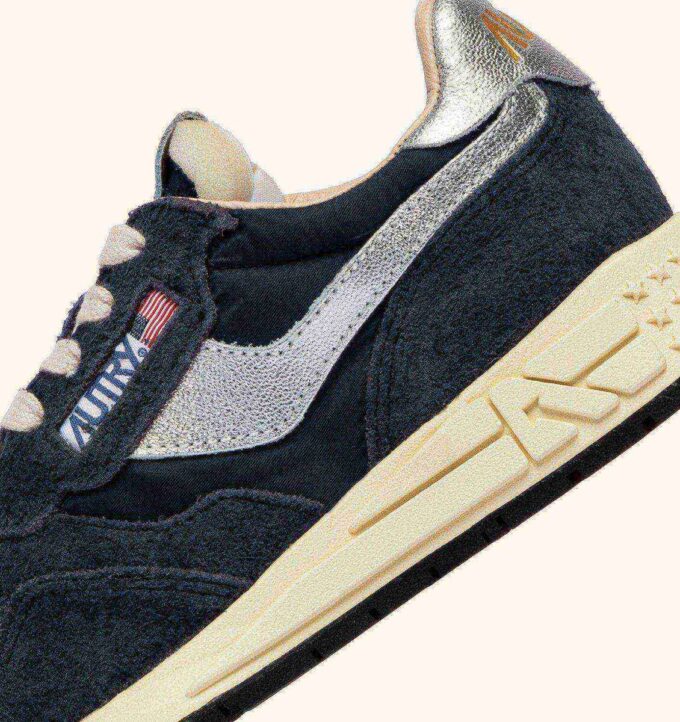 REELWIND LOW SNEAKERS IN SPACE AND SILVER TONE NYLON SUEDE AND LEATHER