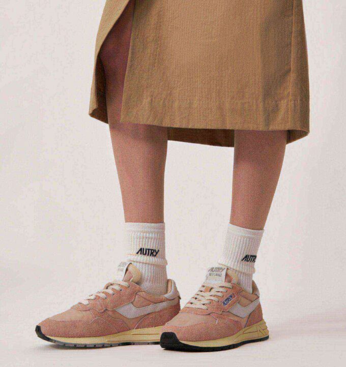 REELWIND LOW SNEAKERS IN WHITE AND POWDER PINK NYLON AND SUEDE REELWIND LOW SNEAKERS IN WHITE AND POWDER PINK NYLON AND SUEDE