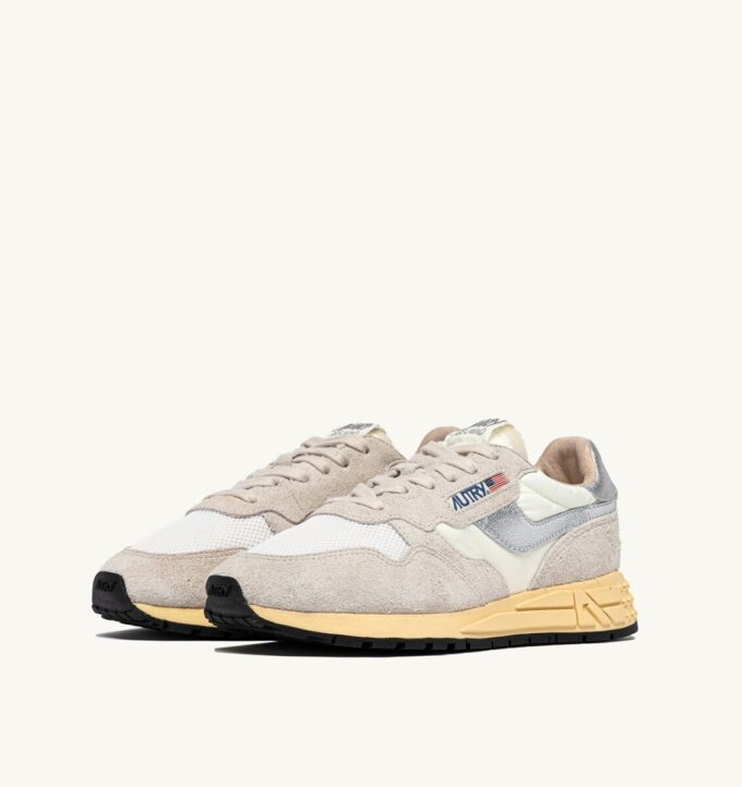 REELWIND LOW SNEAKERS IN WHITE AND SILVER SUEDE AND NYLON