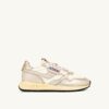 REELWIND LOW SNEAKERS IN WHITE NYLON AND GOLD TONE METALIZED LEATHER