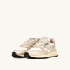 REELWIND LOW SNEAKERS IN WHITE NYLON AND GOLD TONE METALIZED LEATHER
